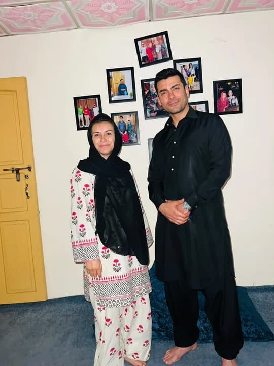 Fawad Khan photographed with Kaneez Fatima at Balti Cuisine